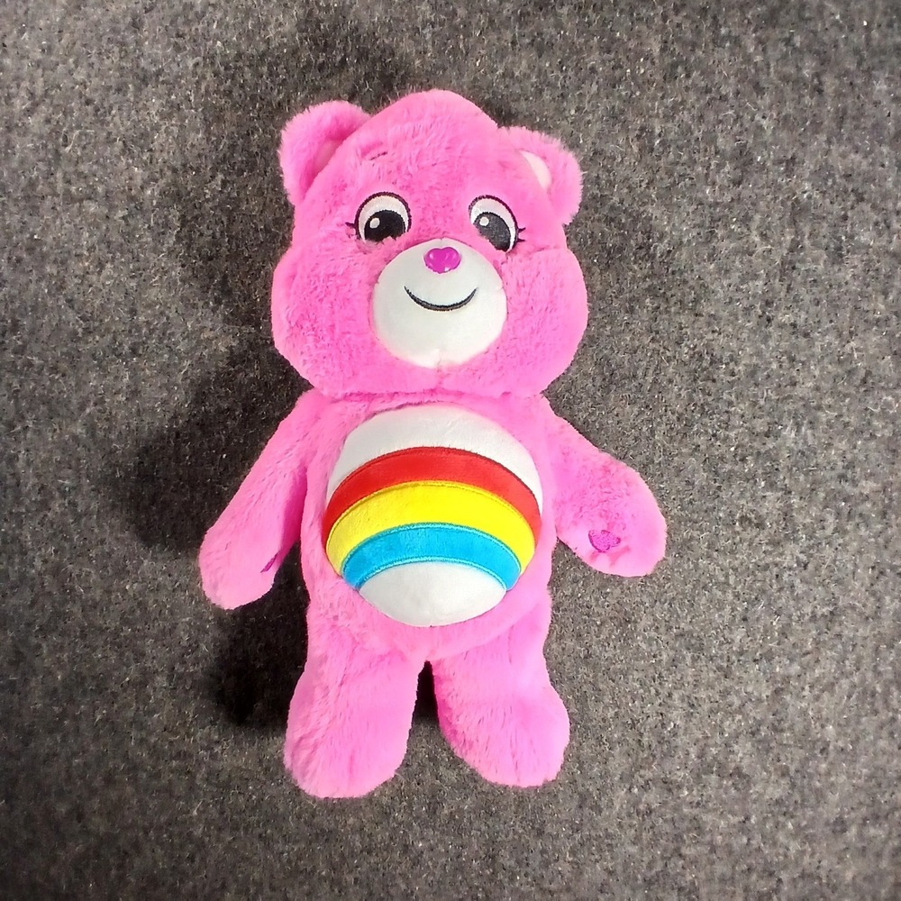Care Bears Cheer Bear Plush Kids 14" Pink Rainbow Belly Basic Fun 2021